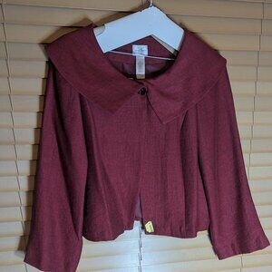 Emma James Burgundy Cropped Jacket Size 10 – Peter Pan Collar Dressy Evening Top